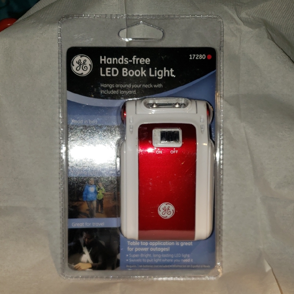 GE Hands-Free LED Book Light - Red and White